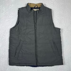 Weatherproof Vintage Men's Large Gray Puffer Vest Quilted Design Full Zip